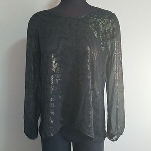 Charming Charlie Gold & Black Sheer Top (M)